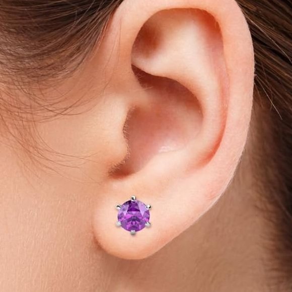 3/$35 💗 Swarovski Amethyst Stud Earrings - Picture 1 of 3
